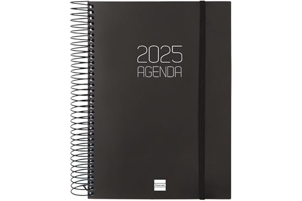 Finocam - Agenda Espiral Opaque 2025 1 Día Página Enero 2025 - Diciembre 2025 (12 meses) Negro Español