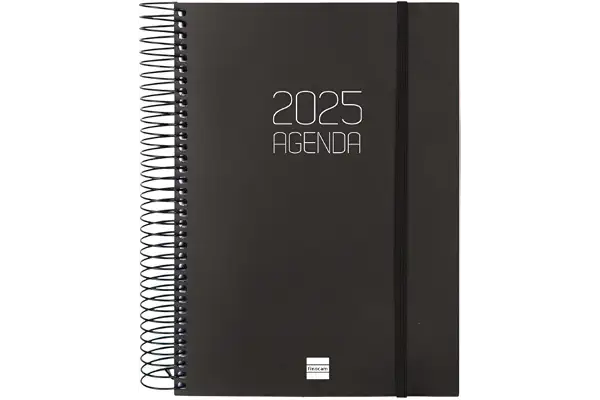 Finocam - Agenda Espiral Opaque 2025 1 Día Página Enero 2025 - Diciembre 2025 (12 meses) Negro Español