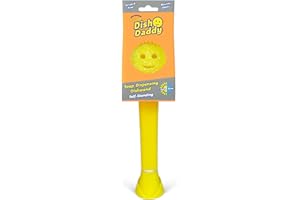 Scrub Daddy Dish Daddy Spugna per Piatti, Spazzola per Piatti Dispensa Sapone, Spugnetta con Manico, Spugna per Piatti con Scrubber Incorporato e Testina di Pulizia Staccabile - Giallo