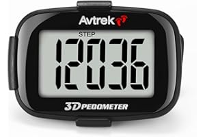 Avtrek Pedometro con contapassi, con funzione di conteggio dei passi, display retroilluminato e visualizzazione dell'ora