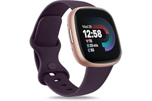 Mugust Cinturino per Fitbit Versa 4/Fitbit Versa 3/Fitbit Sense 2/Fitbit Sense, Cinturino di Sport Ricambio Compatibile per Fitbit Versa 3/Fitbit Versa 4/Fitbit Sense/Fitbit Sense 2(Viola Scuro,Large)
