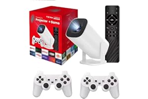 SZSEYNMY Proiettore P30 Max+Retro Videogiochi Console, Game Projector M300 Max + 2 Controller Wireless, Retro Gaming Console, Built-in 36000 Classic Games, 4k HD Auto Keystone