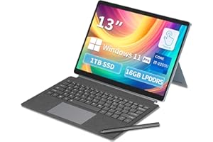 KUMNOSAL 13 inch 2 in 1 Laptop, PC Laptop I7 1255U, 16GB LPDDR5 1TB PCIE SSD Laptop Computers WiFI6 Convertible Touchscreen Notebook PC, Detachable Keyboard Tablet PC with IPS HD Touchscreen Laptop