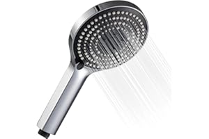 OFFO Głowica prysznicowa, 6 trybów, przenośna, duża i mocna głowica prysznicowa zwiększająca ciśnienie wody, do niskiego ciśnienia, chrom