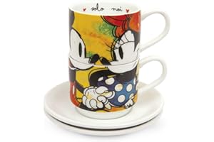 Egan Set 2 Tazze caffè Collezione Disney Mickey Mouse Love. Oggetto Realizzato in Porcellana di Colore Verde e Multicolore. Dimensione: h 5,5 cm. La referenza è PWM02I/V