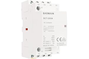 BAOMAIN Contattore CA, 4 poli NC, 25 A, tensione bobina CA 220 V/240 V, montaggio su guida DIN da 35 mm, VDE Approvazione, BCT-25/04_4NC (4P 4NC 220V)