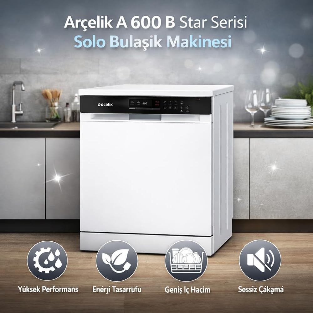 Arçelik A 600 B 4 Programlı 14 Kişilik Beyaz Bulaşık Makinesi