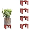 Dime Store Wooden Balcony Garden Plant Stand Patio Indoor- Plant Holder for Plants and Flowers - Pot Stand for Living Room Balcony Office (Set of 4)