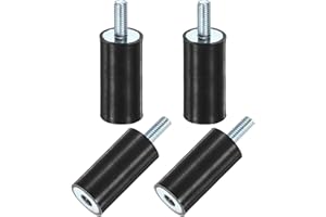 M METERXITY 4-Pack Rubber Mounts D15mmxH30mm Male/Female Vibration Isolators Cylindrical Shock Absorber W M5 x 12mm Studs for Air Compressor/Car/Pump/Boat/Garage Motor/Bobbins Rubber Isolators