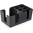 Saylani Enterpeises Plastic Heavy Duty Plastic Bar Caddy Organizer Compartment Holder with 6 Compartments for Ideal Use in Home Bars, Cafes, Pubs, Hotels and Restaurants Black