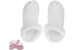 VOOVEN Fluffy Crocs, Liners Clogs Replacement, White Fluffy Crocs, Warm Plush Lining, Removable Croc Liners, Fleece Lined Crocs, Lnsoles for Croc-S Clogs Replacement Unisex