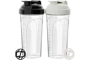 PZMLOASN 2 Stück Protein Shaker bottle 700ml - Auslaufsicherer Schraubdeckel - BPA-frei, aus babyflaschentauglichem Material, für Damen und Herren.(WeißB+Weiß)