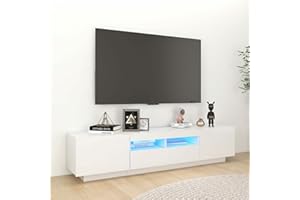 IKAYAA Mueble de TV con Luces LED, Mueble para TV de 180 cm, Armario Bajo con iluminación LED, para Salón. Diseño Moderno. Muebles De Salon Mesa Television Blanco con Brillo