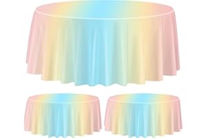 APUXXJUPA 3 tovaglie di compleanno arcobaleno, rotonde, colori pastello arcobaleno, per feste di compleanno, feste di compleanno, baby shower, forniture per feste di nozze, 220 x 220 cm