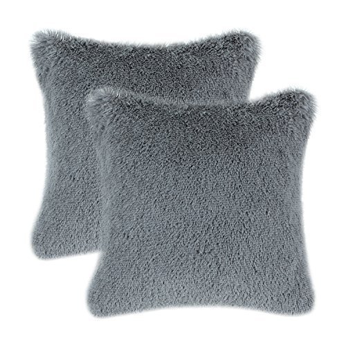 CaliTime Cushion Cover Pack of 2 Super Soft Throw Pillow Covers Cases for Couch Sofa Bed Solid Plush CaliTime Cushion Cover Pack of 2 Super Soft Throw Pillow Covers Cases for Couch Sofa Bed Solid Plush