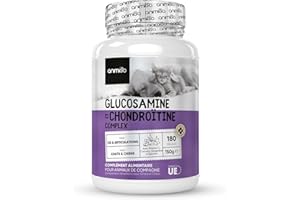 ANIMIGO Glucosamine Chondroïtine Chien & Chat -180 Gélules avec Vitamine C, Curcuma, Gingembre, Églantier - sans Odeur, Anti Inflammatoire, Aide d'arthrose, Cartilage, Os, Souplesse, Chondroprotecteur