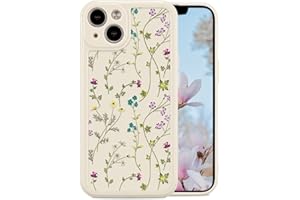 RALEAVO Kwiatowe etui na iPhone'a 13 (6,1 cala), dziewczęce, silikonowe, odporne na wstrząsy, z uroczymi wzorami, etui ochronne do iPhone'a 13, beżowe