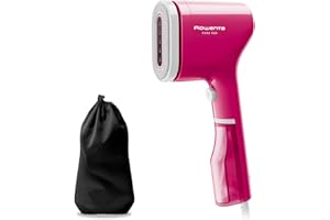 Rowenta Pure Pop, Ferro da Stiro Verticale Portatile a Vapore, Utile per Stirare e Igienizzare i Tuoi Capi, con Sistema Reversibile Levapelucchi, Riscaldamento Rapido, Potenza 1300W,Colore Pink,DR2023