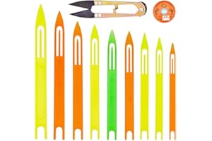 SUPERFINDINGS Kits de Réparation D'Aiguilles pour Filets de Pêche Comprenant 9 Aiguille à Filet en Plastique, 1 navettes en Acier Tranchant, 1 Rouleaux de Fil de Pêche Transparent, Fil de Nylon