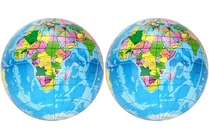 Balles Anti-Stress Globe 2pcs Mini Balles Anti-Stress Globe du Monde en Mousse pour Enfants Adultes
