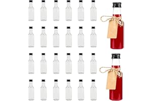 MytaYt 24 Stück Likörflaschen 50ml Kleine Schnapsflaschen mit 2 Trichter und 24 Anhängern Mini Fläschchen Leere Kleine Schnapsflaschen für Hochzeiten Party Kunst