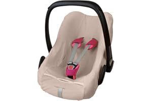 ByBoom® - Funda de verano/funda hecha de tela de toalla, funda universal para portabebés (Moisés), asiento de coche, por ejemplo, Maxi-Cosi CabrioFix, Pebble, City SPS, Color:Beige