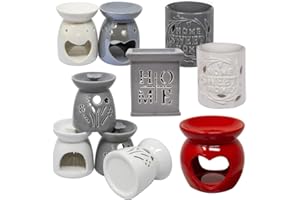 BARGAINS-GALORE Set Of 4 Flower Design Oil Burners - Melt Burner Ceramic Essential | Love Decor Pattern Granules Melt Wax Scented Diffuser Warmer | Home Bedroom Holder Candle Aromatherapy Fragrance Set Aroma Tart