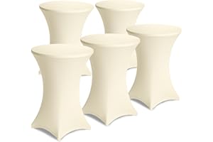 Gräfenstayn Juego de 5 Diana Fundas de Barra Extensible con Sello Oeko-Tex, Refuerzo en la Zona de los pies, en Muchos Colores y tamaños Ø60-65cm / Ø70-75cm / Ø80-85cm (Crema, Ø70-75cm)