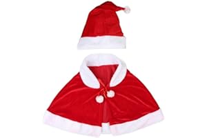 TEOGNEOT Weihnachtskostüm Frau Santa Claus Umhang Samt Schal Umhang Kapuzenumhang Rot(55CM)