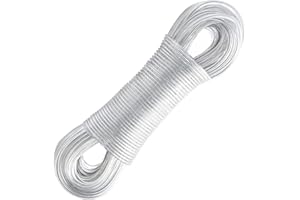 YIKAOMAI® Wäscheleine mit Stahlkern Outdoor Heavy Duty Extra starke Wäscheleinen mit einer Tragkraft von 200kg, rostfrei und wasserdicht Wäscheleine für Garten Grün (4mm-50M【Clear】)