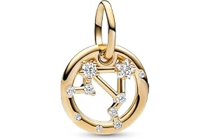 PANDORA Moments 14k guldpläterad berlock med klar kubisk zirkonia, zodiakberlock