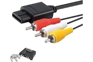 FUOXUL 1PCS N64 AV Cable - Composite TV AV Display Cable Replacement Wire Cords, N64 Cable Super Console Standard Composite Cable, Great Picture and Sound for Game Cube, N64, GC and SNES (1.8m / 6ft)