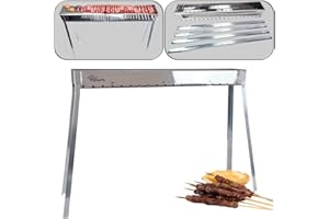 Antech - Fornacella Arrosticini in Acciaio inox barbecue cuoci spiedini Doppia Camera - Artigianale in Italia con piedi di Appoggio Sfilabili, per la cottura di Arrosticini kebab souvlaki - 80 cm