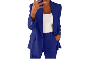 Zeiayuas Tailleur Femme Pantalon 2 Pièces Col Revers Chic et Elegant Couleur Unie Blazer Veste Formel Bureau Travail Pantalon Costumes Slim Fit Manteau Ensemble Veste Manteau Pantalon Ensemble