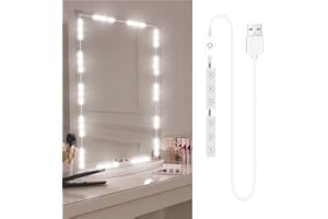 Benkeg LED Makeup Mirror Lights 6LEDs Dimmable Touch Control Vanity/Bathroom Mirror Light with USB Cable LED Strip Lights Dressing Mirror, 2PCS