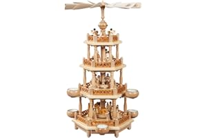 RICHARD GLÄSSER GMBH SEIFFEN Weihnachtspyramide Erzgebirge Richard Glässer Seiffen Christi Geburt, 3-stöckig, natur für Teelichte, 16703