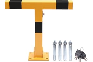 TOPWAY Barriera Parcheggio Auto Dissuasore Posta Forma di T Pieghevole Palo di Barriera di Blocco del Parcheggio per Auto, Giallo e Nero