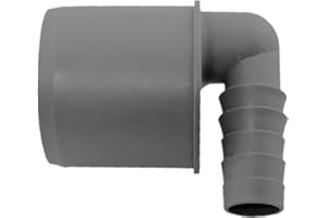 MegaHaustechnik HT Schlauchanschlußwinkel mit Steck-Ende für DN50 Rohrmuffe, mit Schlauchtüllen Außendurchmesser 21 mm für 3/4 Zoll Wasserschlauch Adapter Übergang Anschluss Abwasser Rohr Abfluss