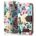 Produktbild Samsung Galaxy S5 / S5 Neo Hülle Flip Tasche [Saxonia] Schutzhülle Case mit Kartenfach Motiv Blumen Weiß