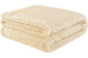 furrybaby Premium Fluffy Fleece Dog Blanket, Soft and Warm Pet Throw for Dogs & Cats Beige (Medium (80x100cm))