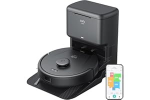 eufy Clean L60 SES Robot Aspirapolvere con Stazione Autopulente, Ultra potente da 5000 Pa, Navigazione Laser iPath, per la pulizia profonda dei pavimenti, per capelli e pavimenti duri