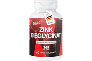 Zink 25mg - 365 tabletter - Zinkbisglycinat - Hög dos - 100% vegansk - Tysk produktion och laboratorietester - NutriFair