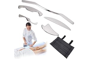 ‎PONGNAS Zestaw narzędzi do masażu Gua Sha ze stali nierdzewnej, narzędzie do masażu tkanek miękkich, zestaw do uwalniania mięśniowo-powięziowej do terapii mobilizacji tkanek miękkich pleców, nóg, ramion,