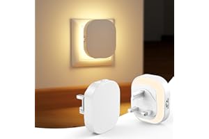 Suright 2 Pack Backlit Night Light Plug in Wall with Motion Sensor and Dusk Sensor, Dimmable 0.5-70lm, AUTO/ON/Off, 2700K Warm, Plug in Night Light Kids for Bedroom,Hallway, Bathroom