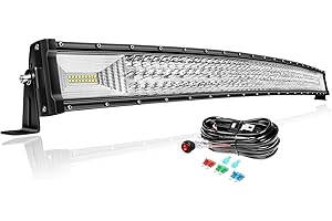 PICAA 3 Rows Gewölbt 42 Zoll LED Lightbar 540W mit Kabelbaum Kit Lichtbalken Arbeitsscheinwerfer Flutlicht Spotlight für Offroad Auto 12V 6000K Weiß
