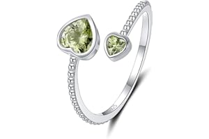 STEP FORWARD 925 Anelli d'Argento Sterlina Pietra Portafortuna per Donne o Ragazza Regolabile Aperto Cuore Pietre Fortunata Banda Compleanno & Gioielli Regalo San Valentino