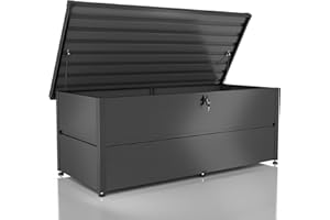 ILESTO Coffre de Jardin Boîte de Rangement en Acier De Rangement Extérieur - Coffre De Jardin Extérieur Étanche - Malle De Rangement Métal 783L - Idéal pour Le Jardin, Autour de la Piscine