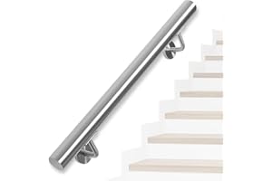 OUUTMEE Stainless Steel Handrail for Stairs – 100CM Wall-Mounted Stair Railing with Brackets, Indoor/Outdoor Handrail for Loft, Porch, Garage & Deck