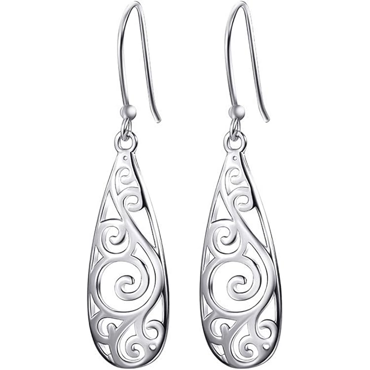 YAFEINI Filigree Drop Dangle Teardrop Earrings 925 Sterling Silver Moonstone Leverback Earrings For Women Jewellery Gifts (A-Moonstone Filigree