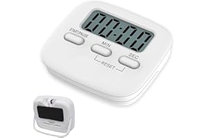 ILantule Minuteur de Cuisine,avec chronomètre, Alarme puissante et Compte à rebours,pour Cuisiner, Jouer,Réunion(Blanc)